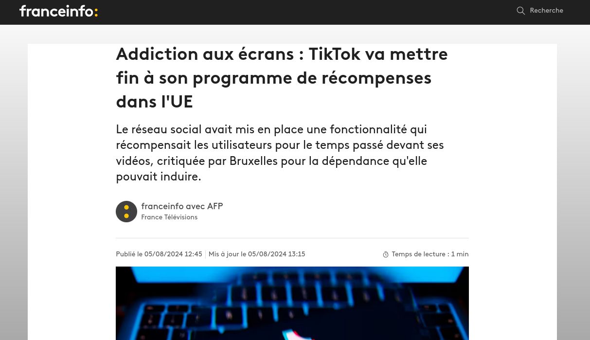 Screenshot of Article sans distractions (franceinfo)