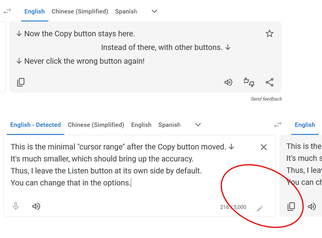 Screenshot of Google Translate - Copy Button First!