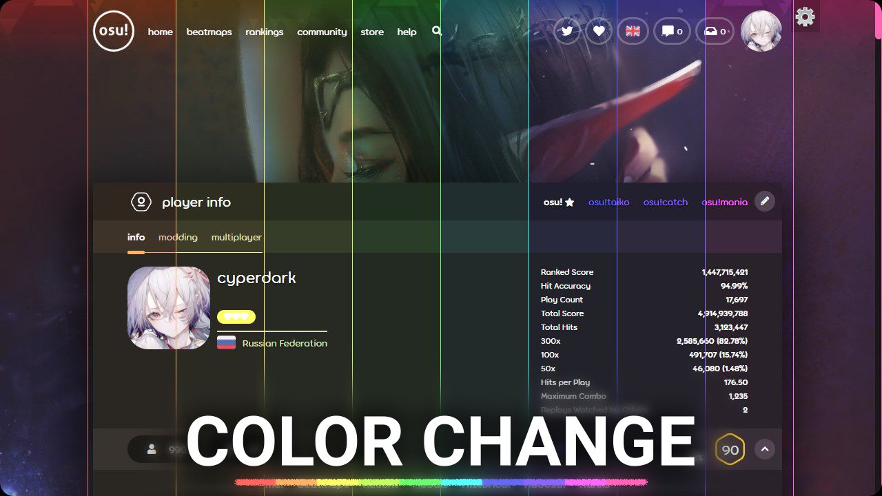 Screenshot of osu color changer