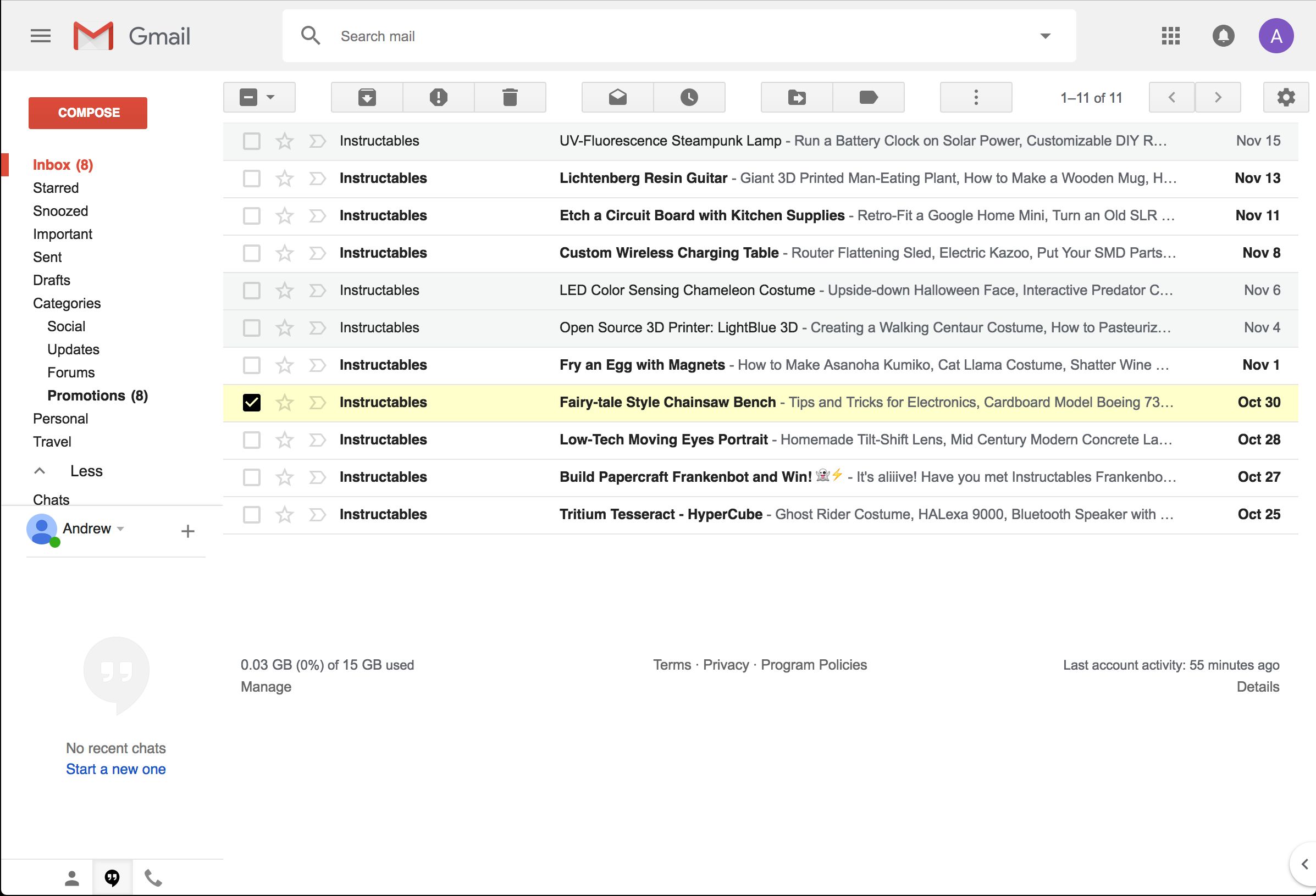 Screenshot of Old Gmail 2014