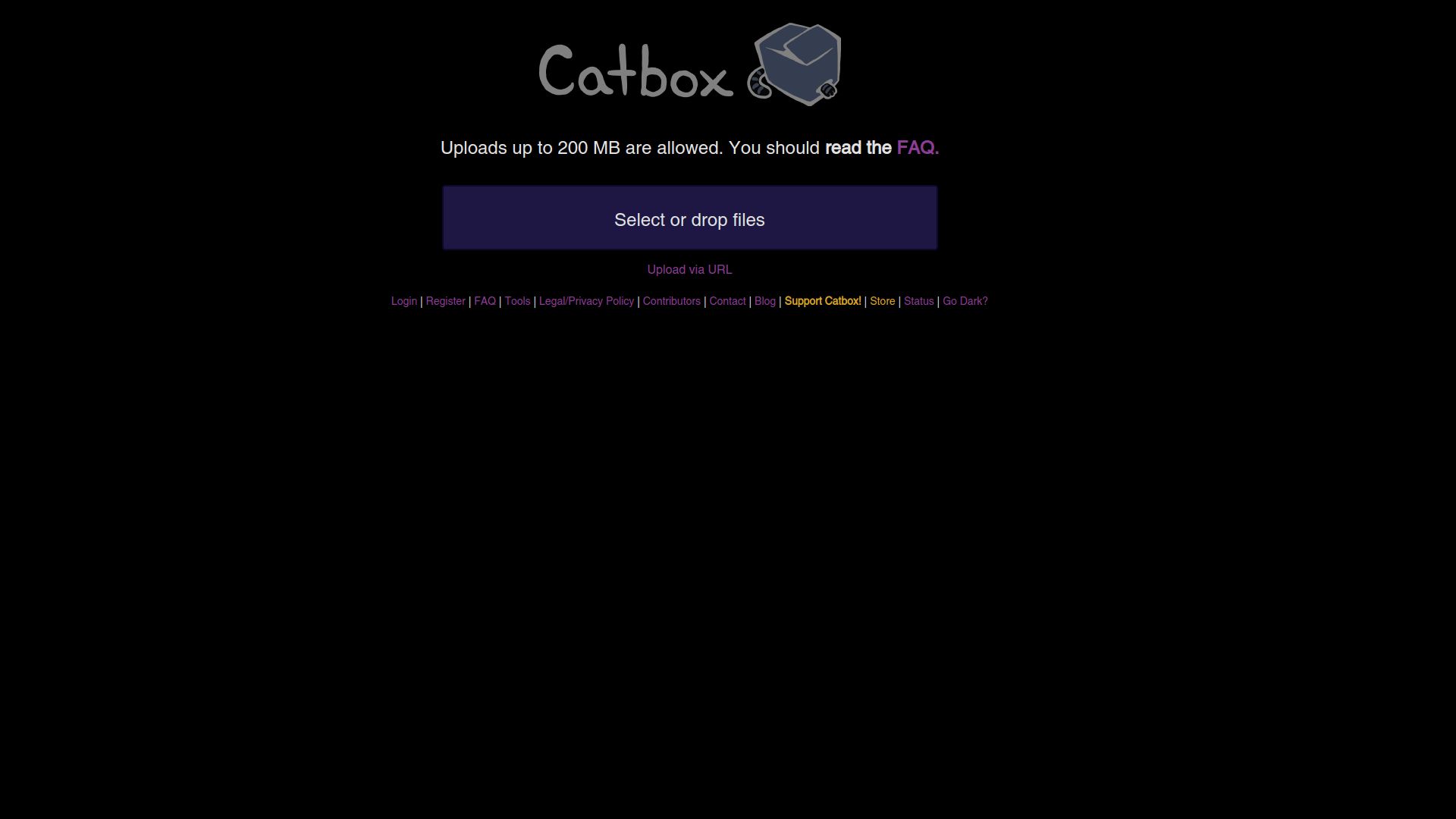 Screenshot of Catbox × OLED Pro Deep Black Dark Theme