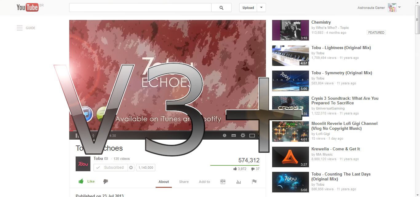 Screenshot of YouTube 2013+