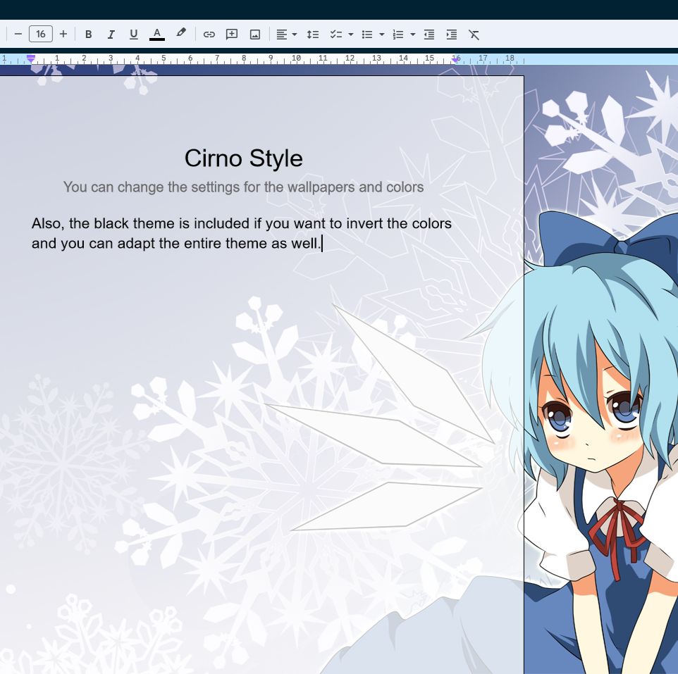 Screenshot of Cirno for Docs