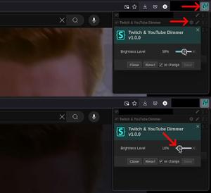 Screenshot of Twitch & YouTube Dimmer