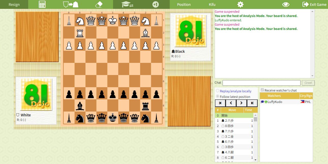 Screenshot of JI Chess-Themed Shogi on 81Dojo