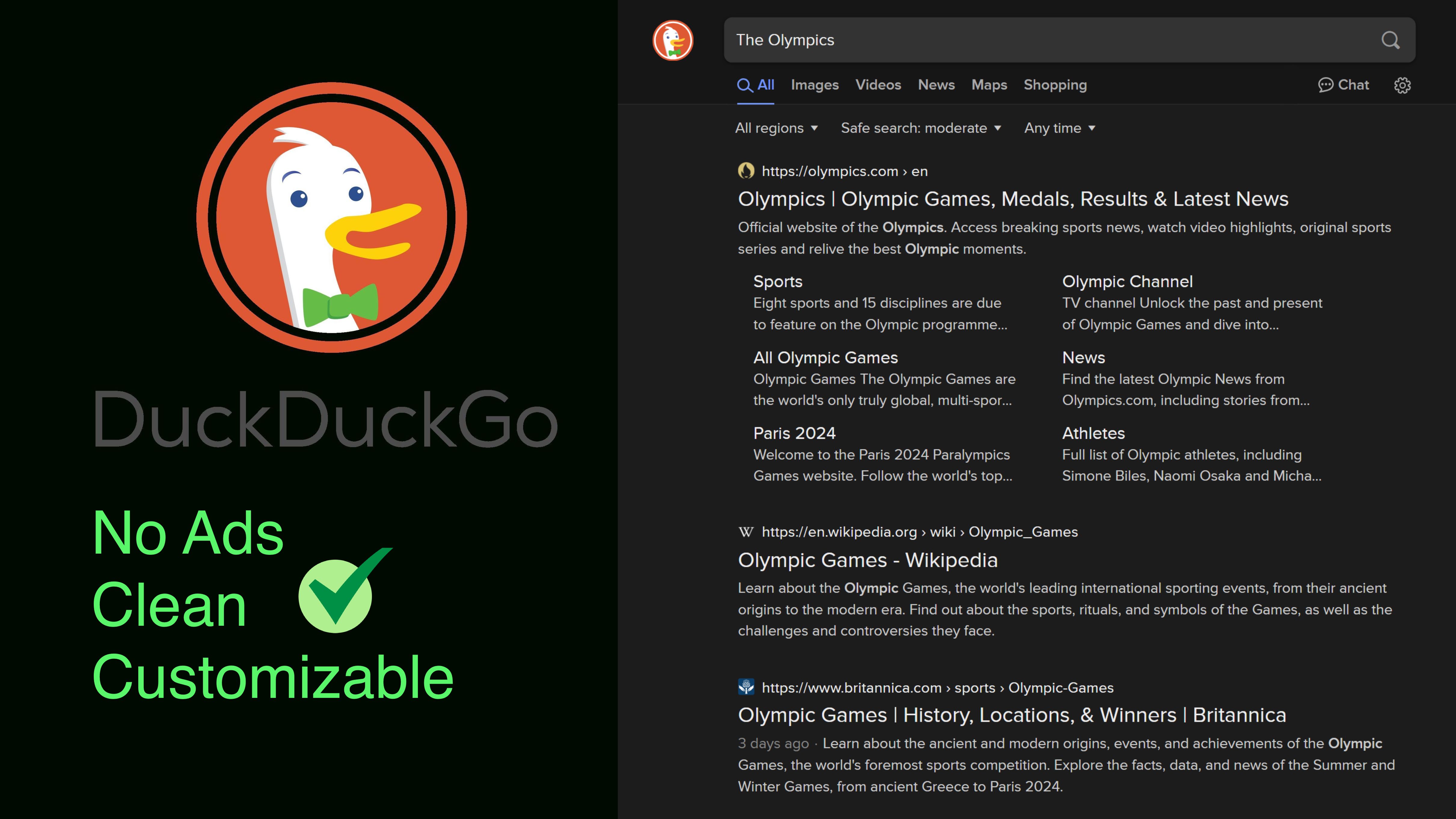 Screenshot of DuckDuckGo Tweaks, Clean, AdBlock