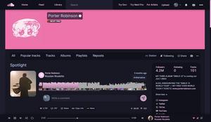 Screenshot of catppuccin mocha-ish soundcloud