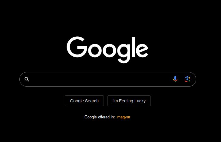 Screenshot of Google black theme