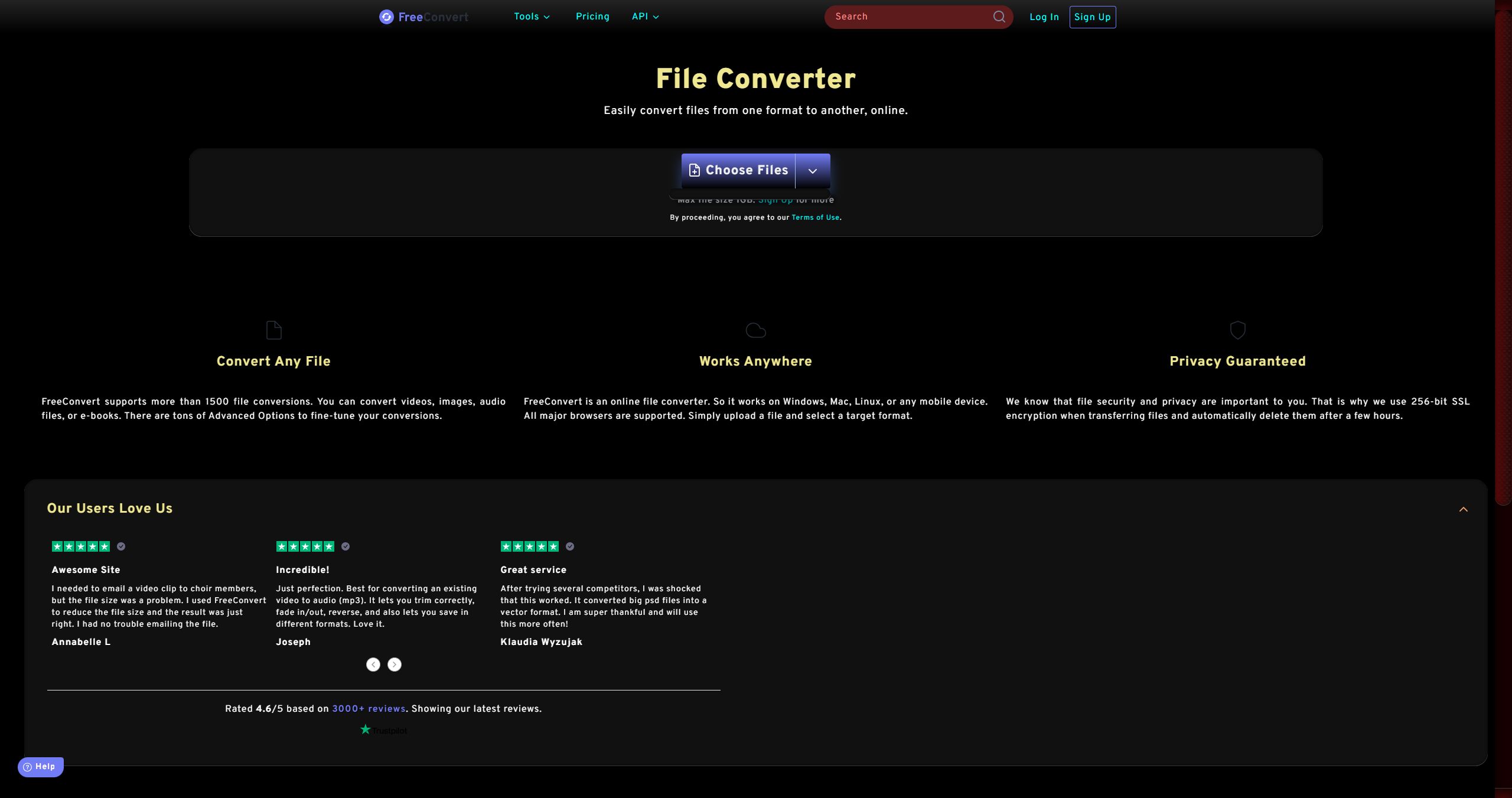 Screenshot of FreeConvert