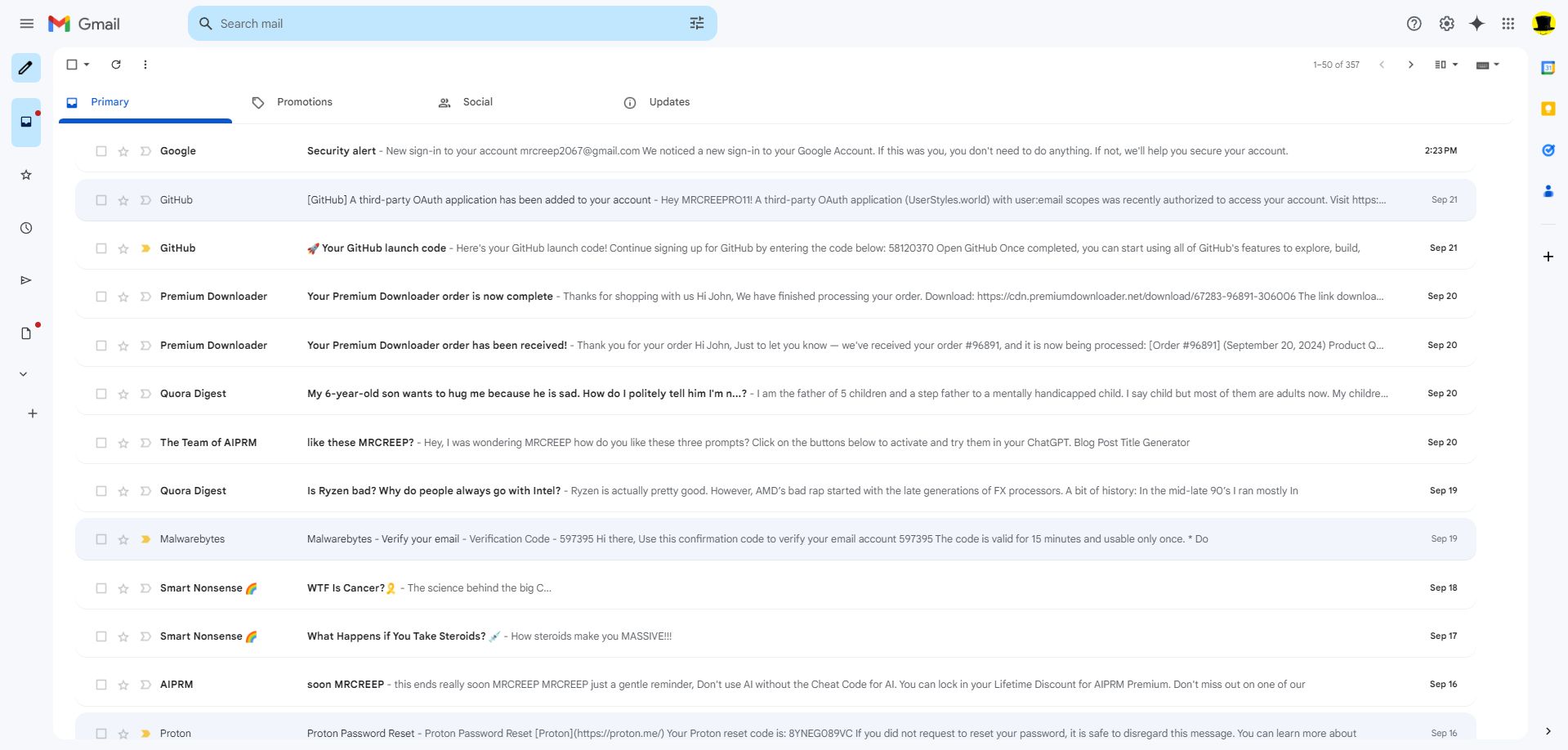 Screenshot of Gmail UI+ (Light)