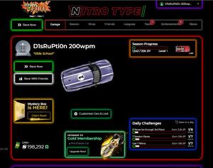 Screenshot of Nitro Type Dark/Neon Mode