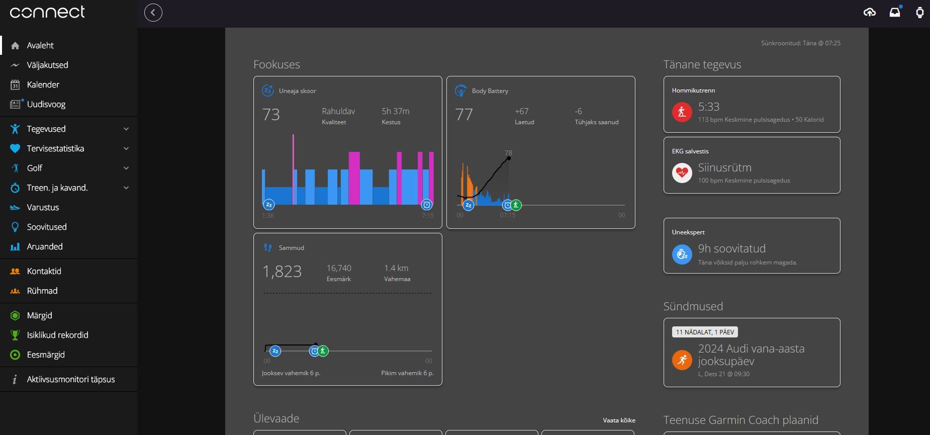 Screenshot of Garmin Connect Dark Mode V1.1 CDP