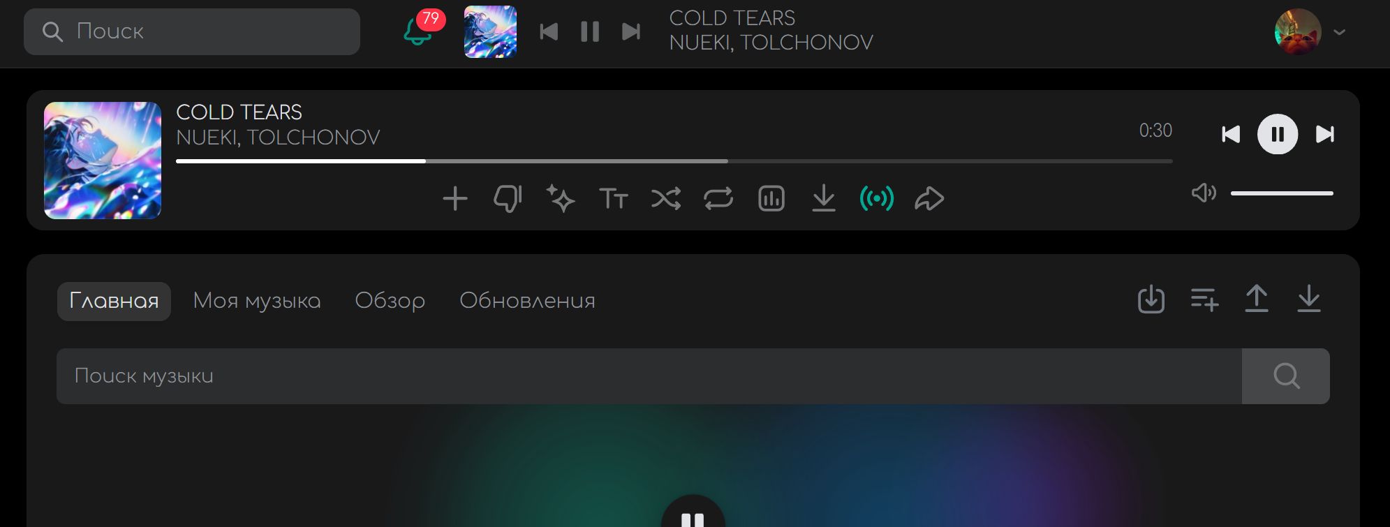 Screenshot of Alt-vkui - *music player*