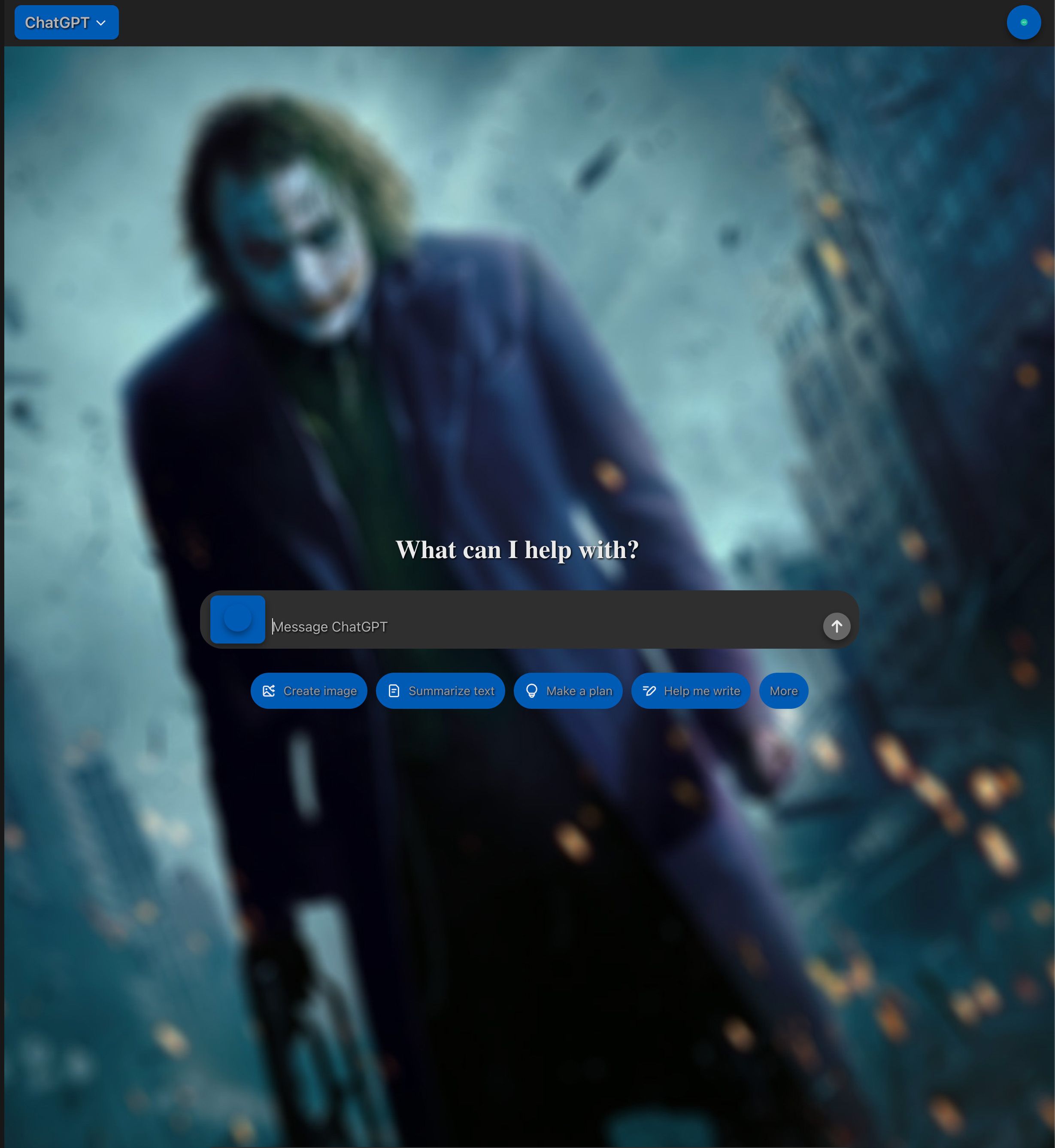 Screenshot of Joker Theme ChatGPT