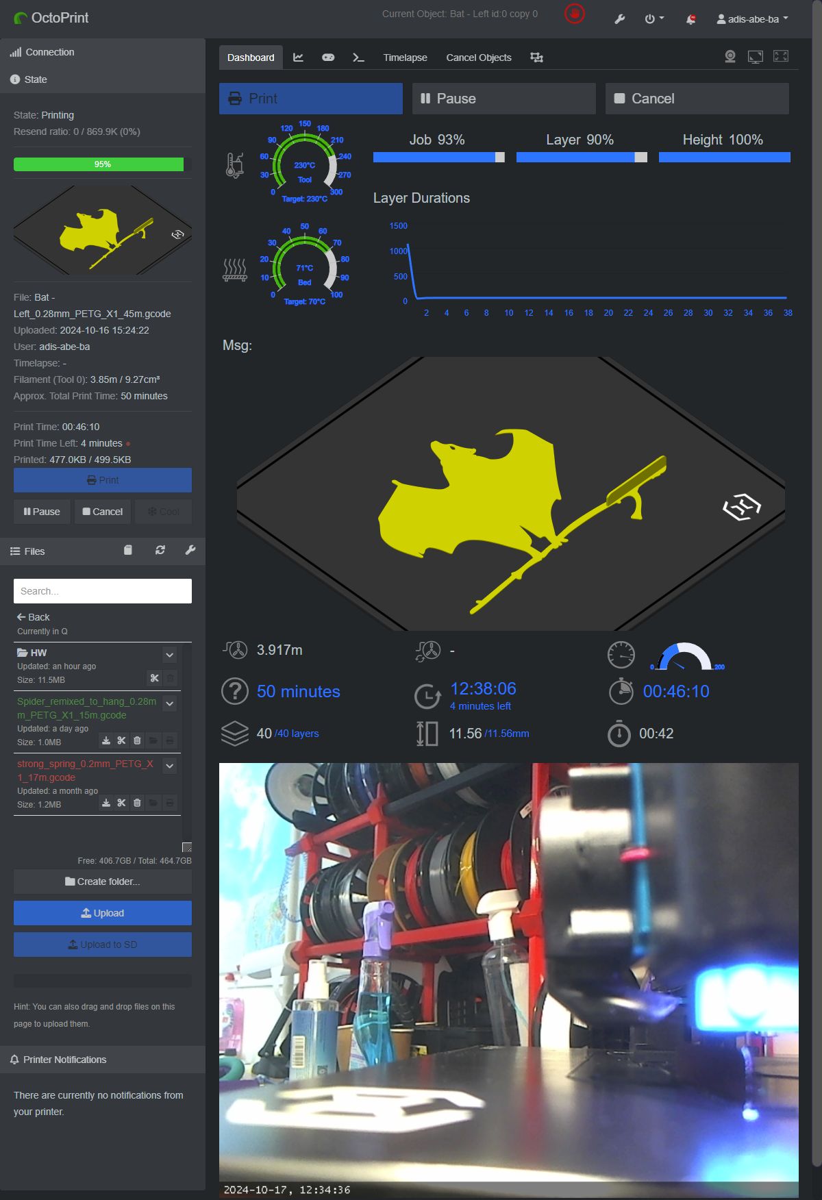 Screenshot of octoprint (vertical)