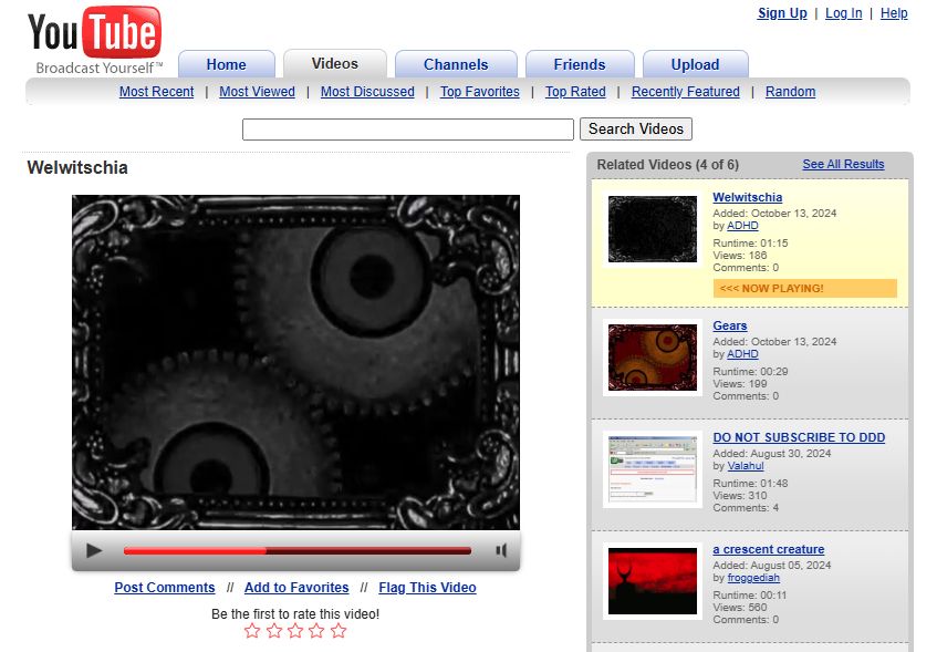 Screenshot of Tubelious 2006-2008 type YouTube theme.