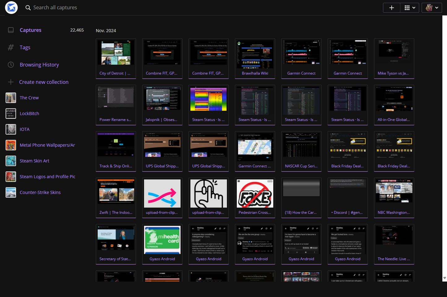 Screenshot of Gyazo.com Dark Mode