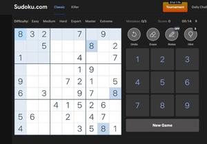 Screenshot of sudoku.com | dark mode