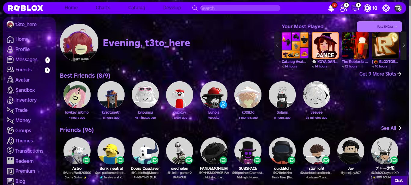 Screenshot of purple space theme! - Roblox