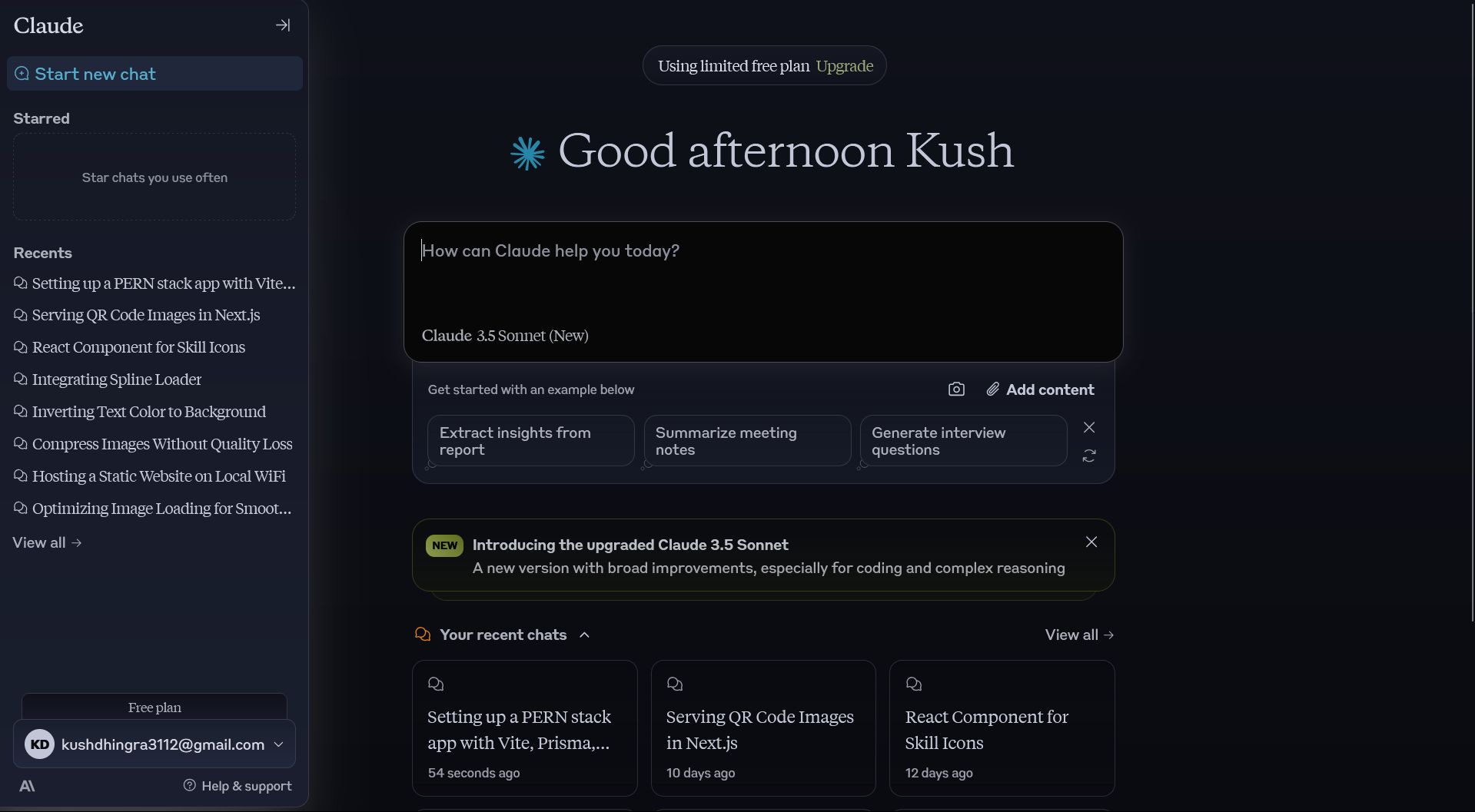 Screenshot of Claude AI better Dark Mode