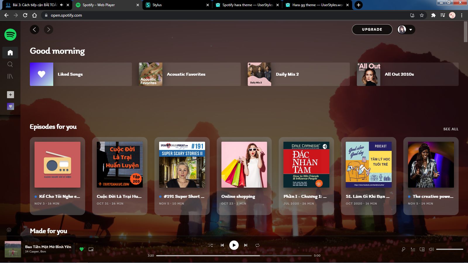 Screenshot of Spotify hara theme