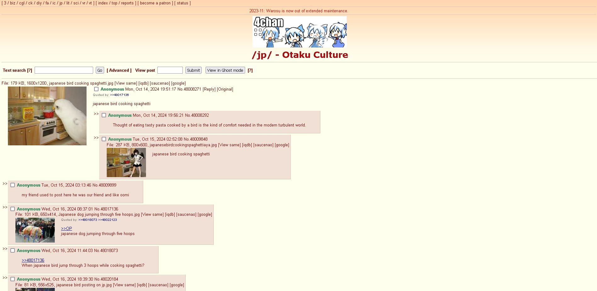 Screenshot of 4chan/Yotsuba for Warosu