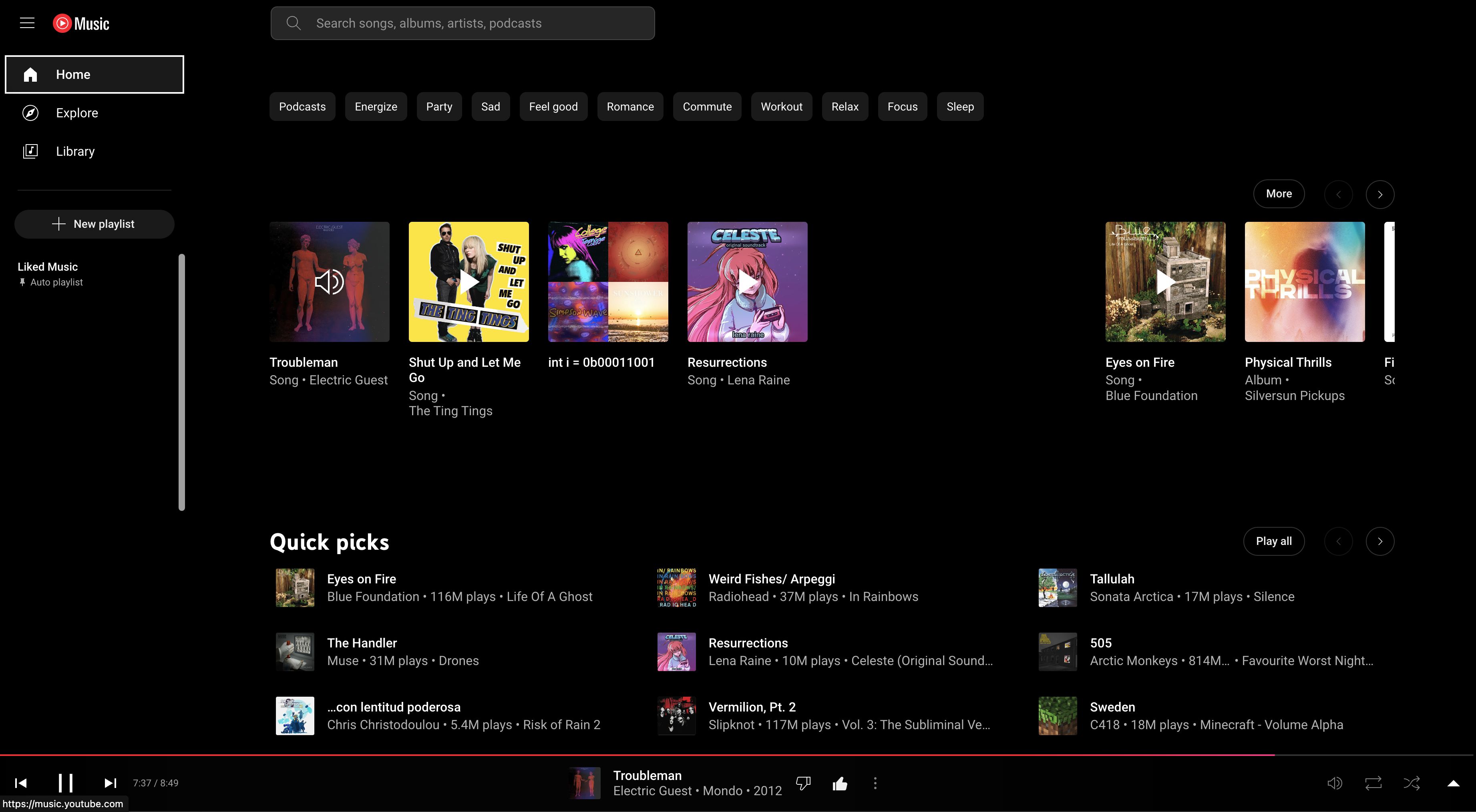 Screenshot of YouTube Music AMOLED Theme