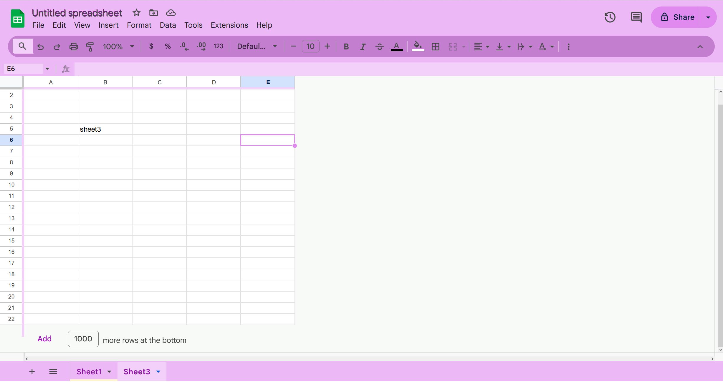 Screenshot of Google Sheets custom theme by GFD