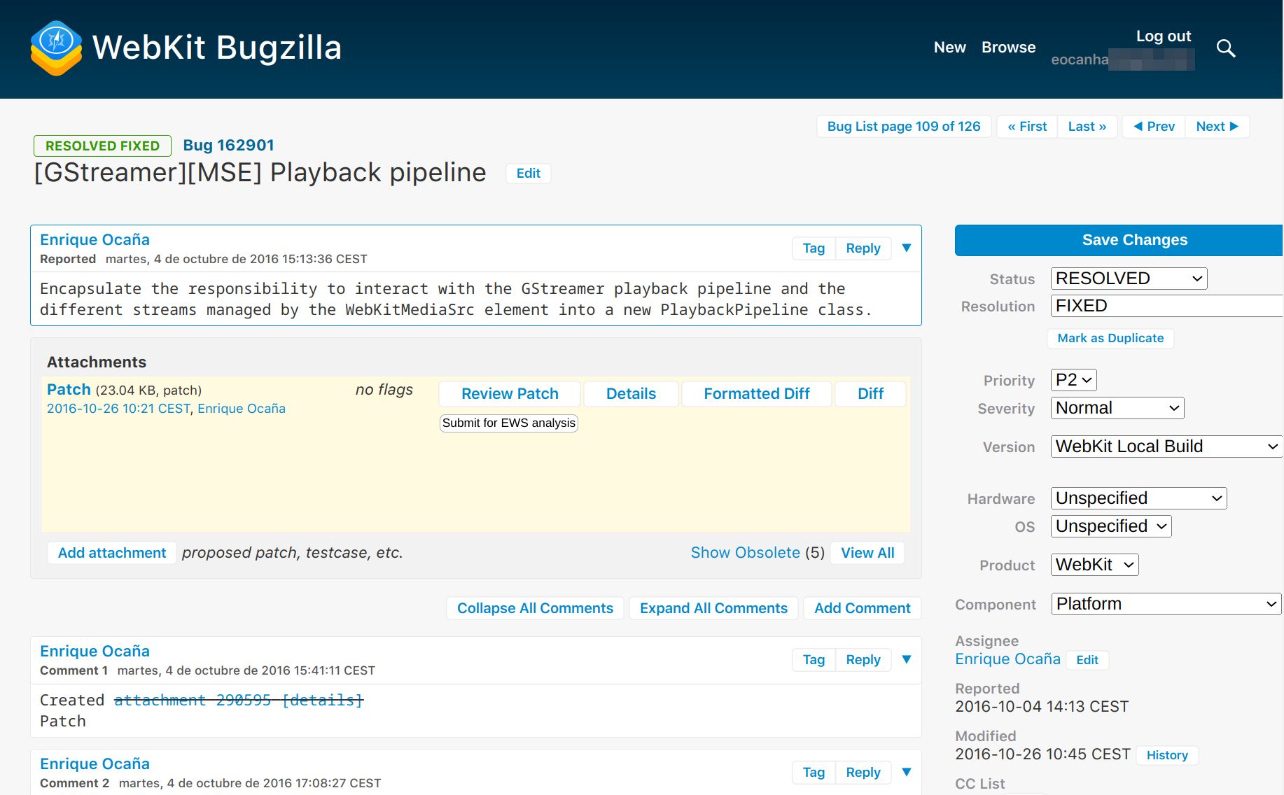 Screenshot of WebKit Bugzilla Monospaced