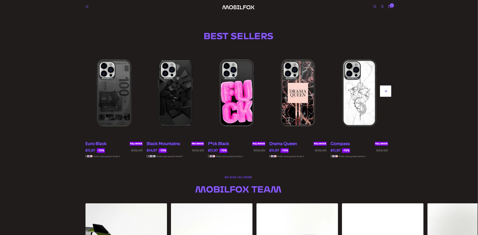 Screenshot of mobilfox.com dark style