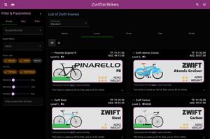 Screenshot of ZwifterBikes - Dark Mode