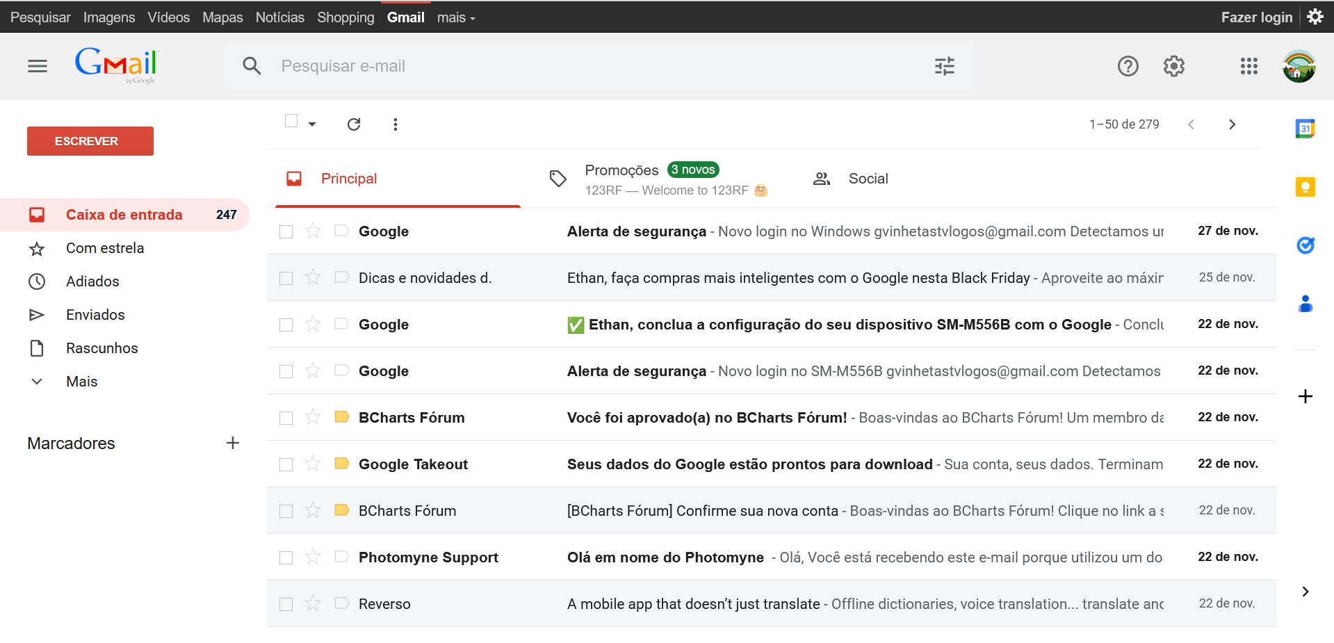 Screenshot of Old Gmail 2011 (FAKE)