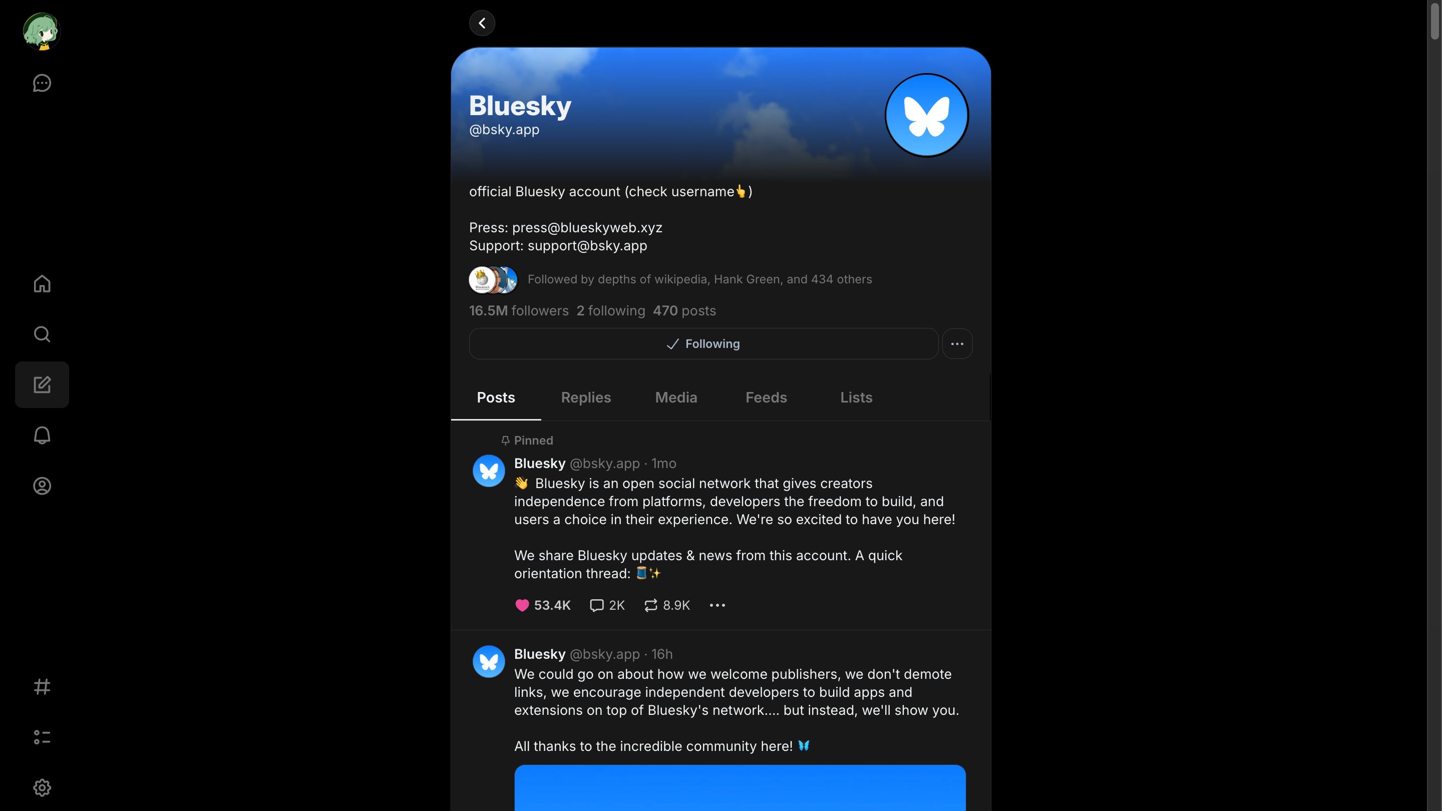 Screenshot of Bluesky Threads Theme