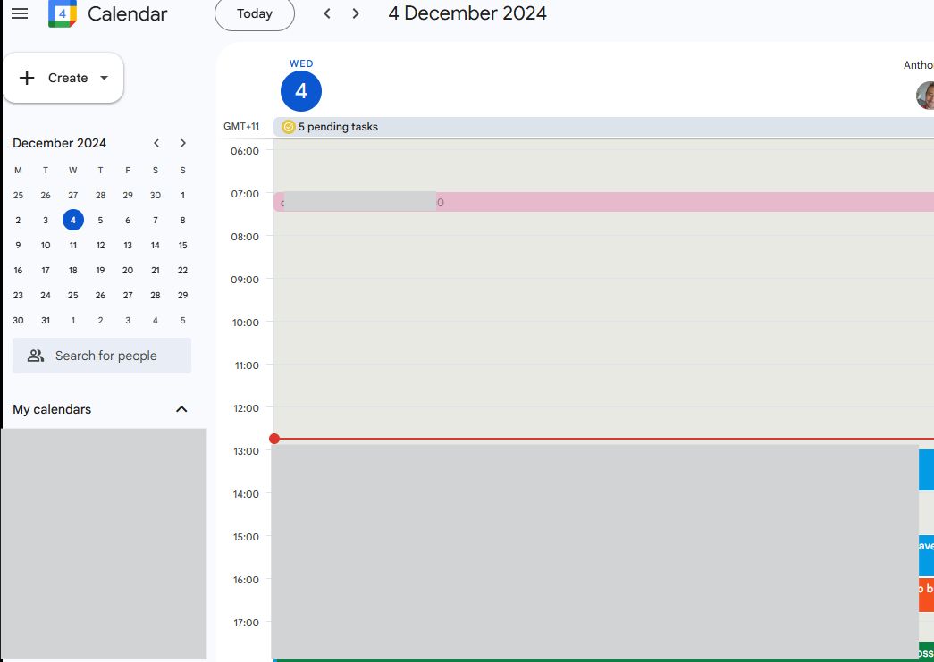 Screenshot of Google Calendar Highlight Current Day Background