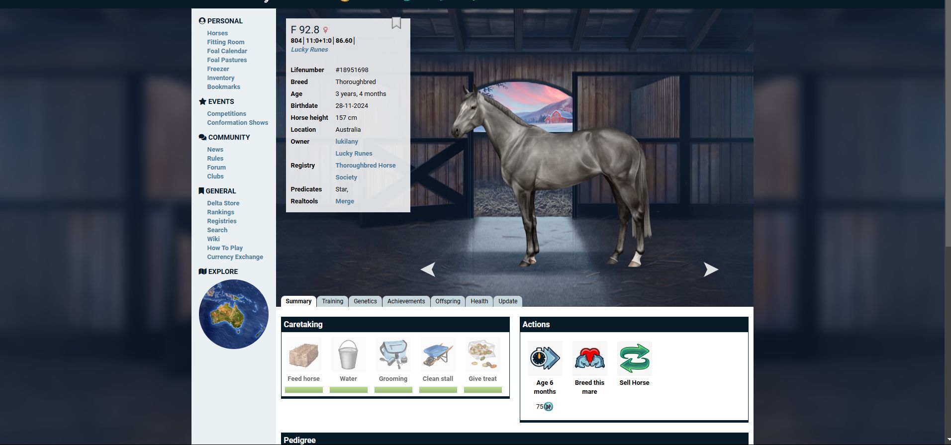 Screenshot of winter stable