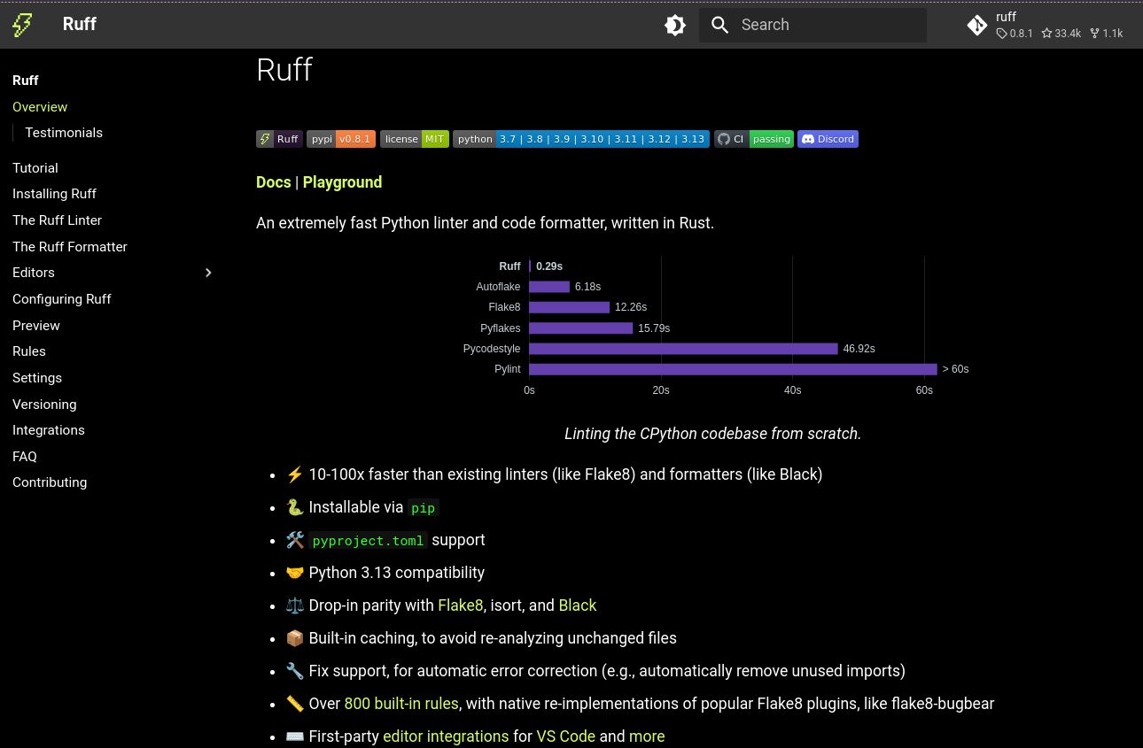 Screenshot of ruff-black