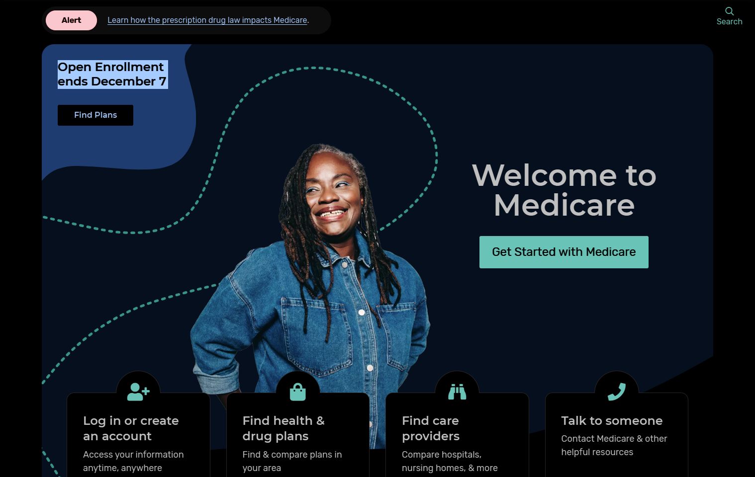 Screenshot of Medicare.Gov - Dark Mode