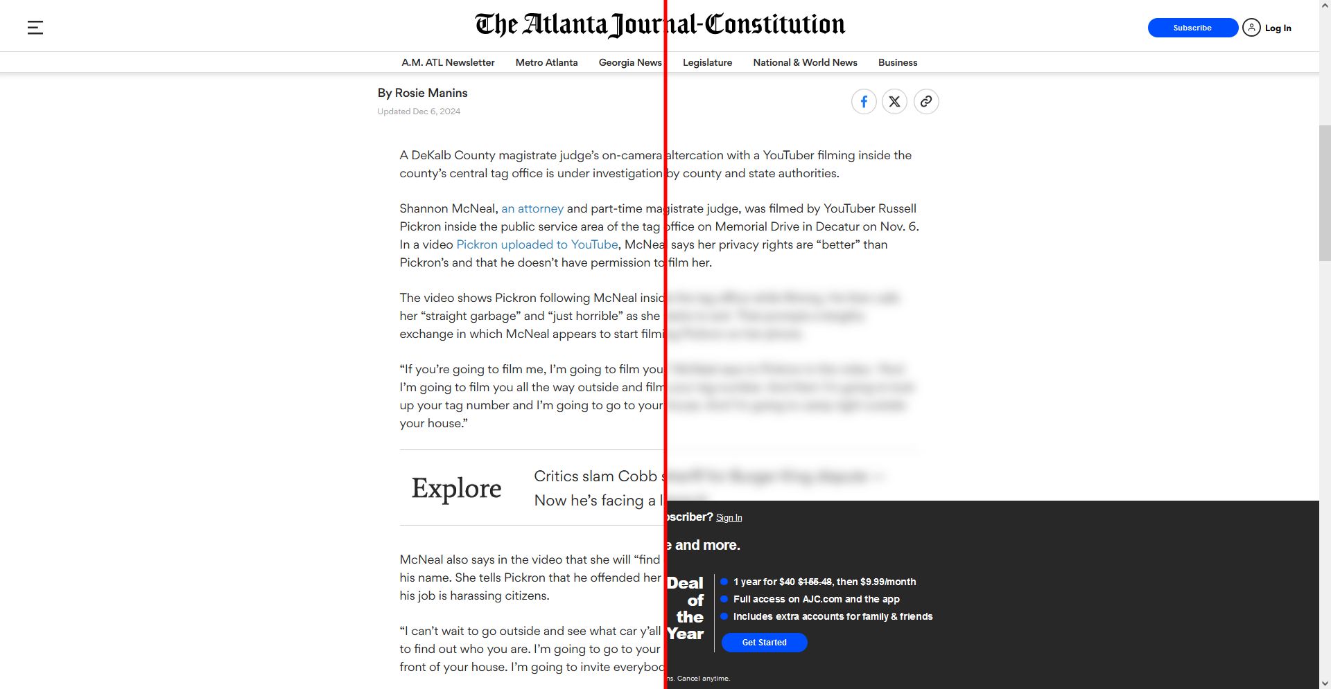 Screenshot of Bypass AJC Paywall