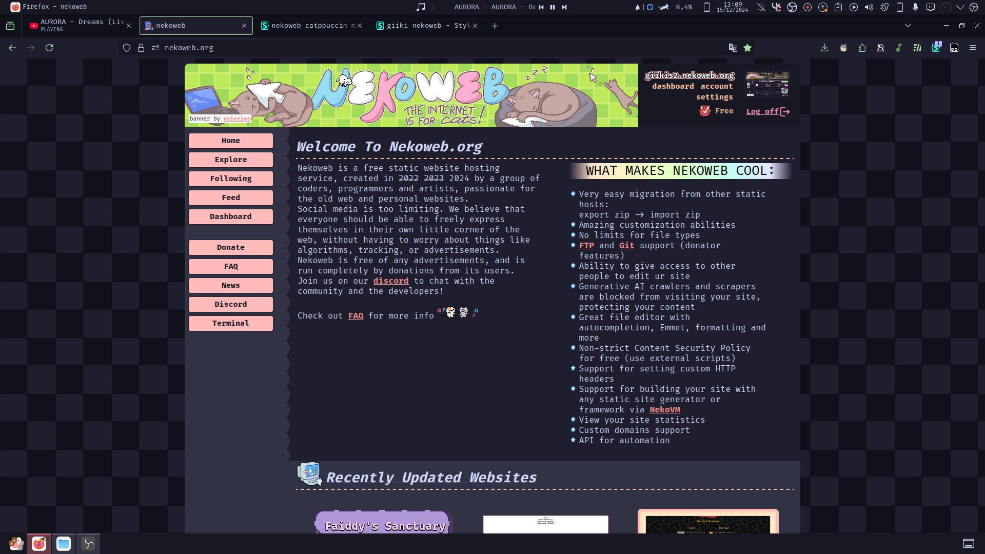 Screenshot of giiki nekoweb