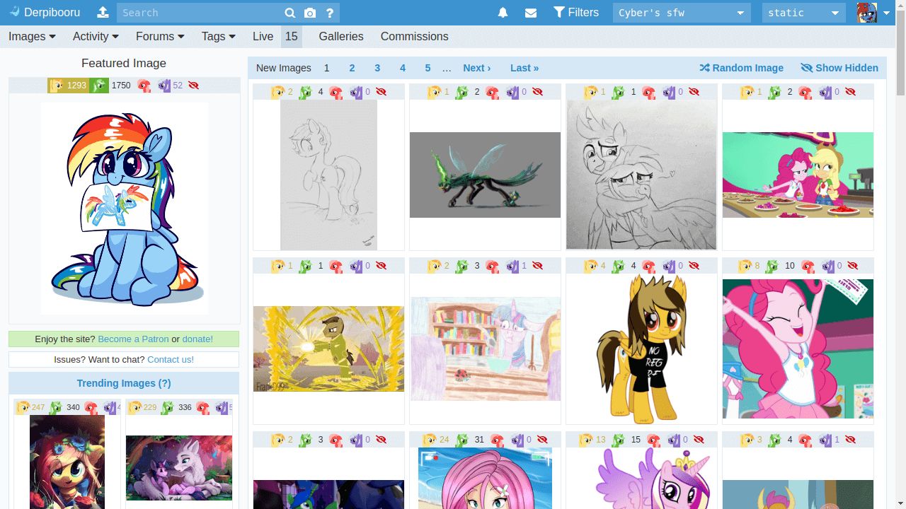 Screenshot of Derpibooru Pony Icons