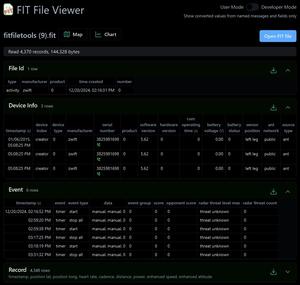 Screenshot of fitfileviewer.com - Dark Mode