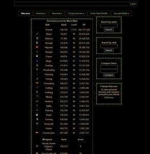 Screenshot of OldSchool Runescape HiScores - Black Mode