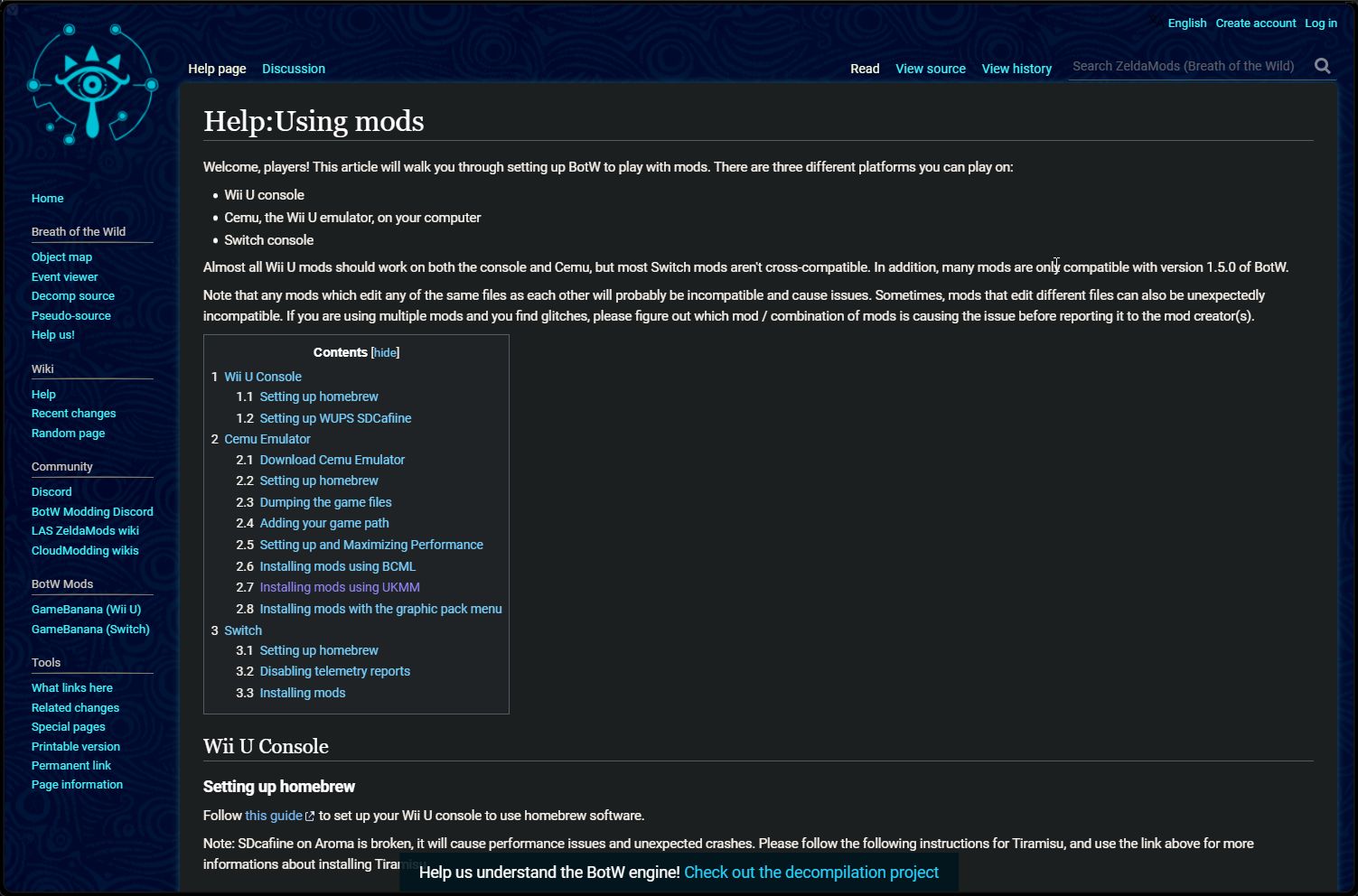 Screenshot of zeldamods.org