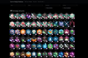 Screenshot of garminbadges.com - Dark Mode