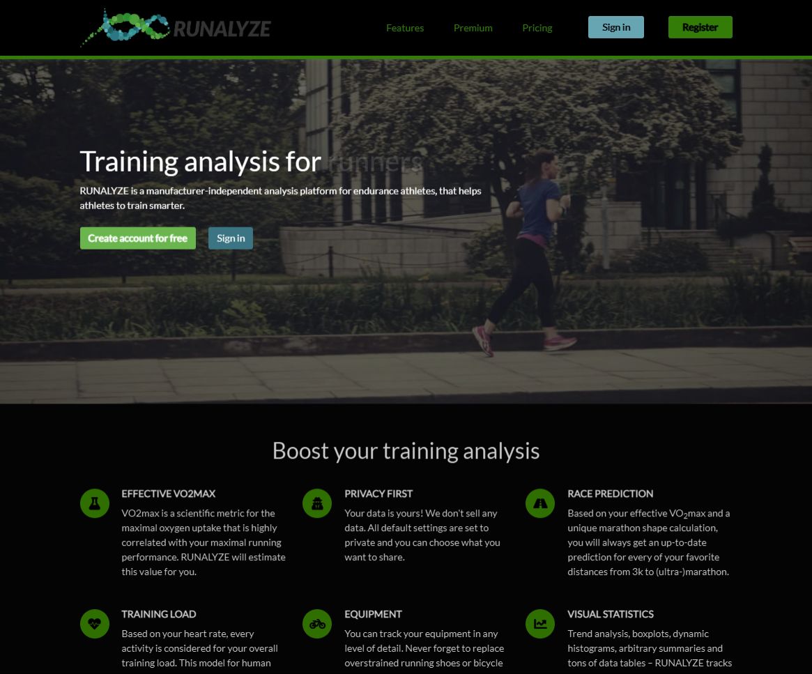 Screenshot of runalyze.com - Dark Theme