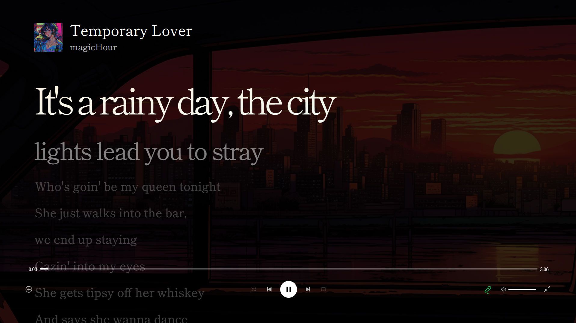 Screenshot of spotify.com | Lyrics Edition