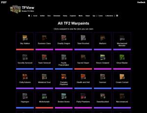 Screenshot of p337.info TF2 View and Skins - Dark Mode
