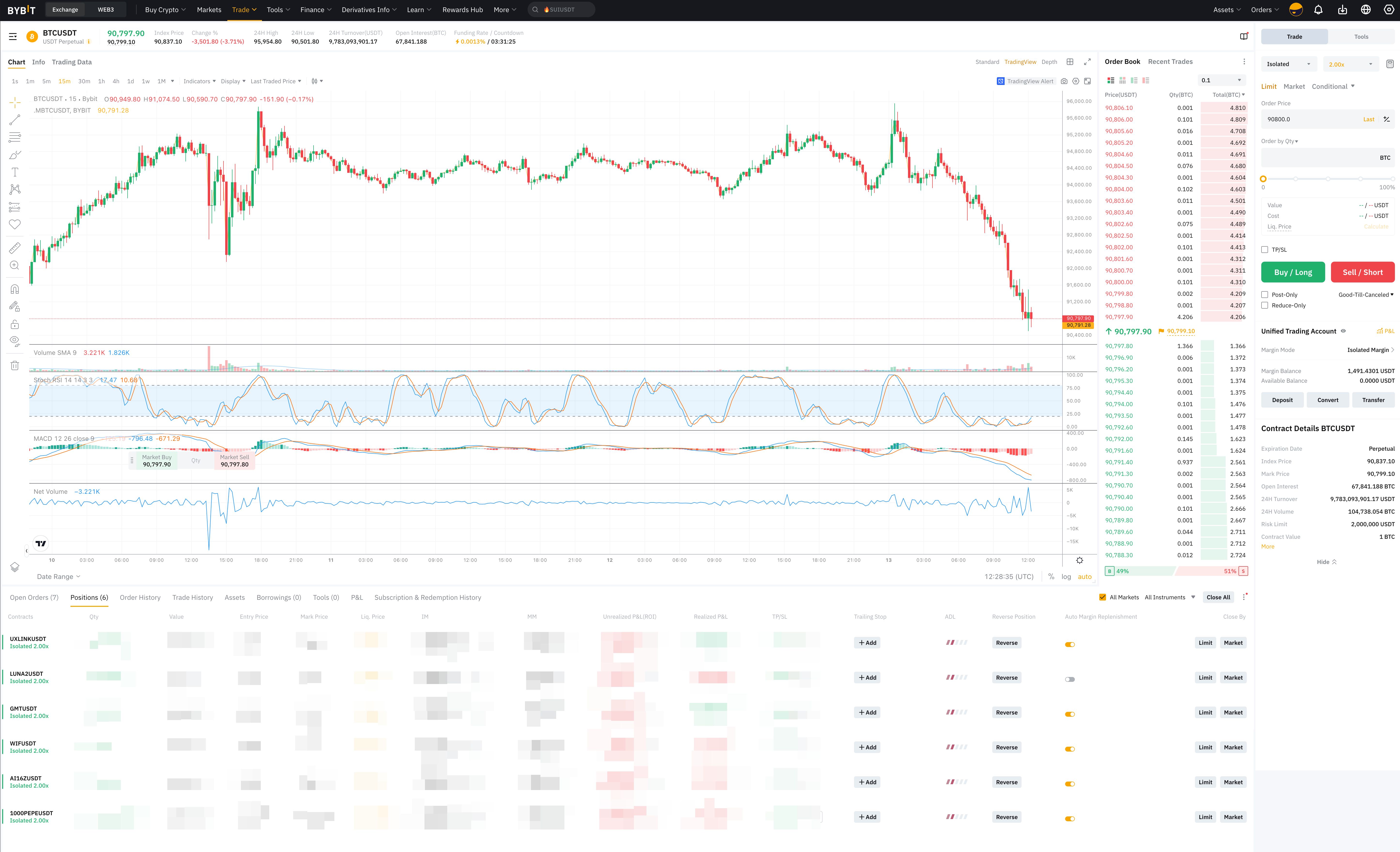 Screenshot of Bybit - View more orders and positions