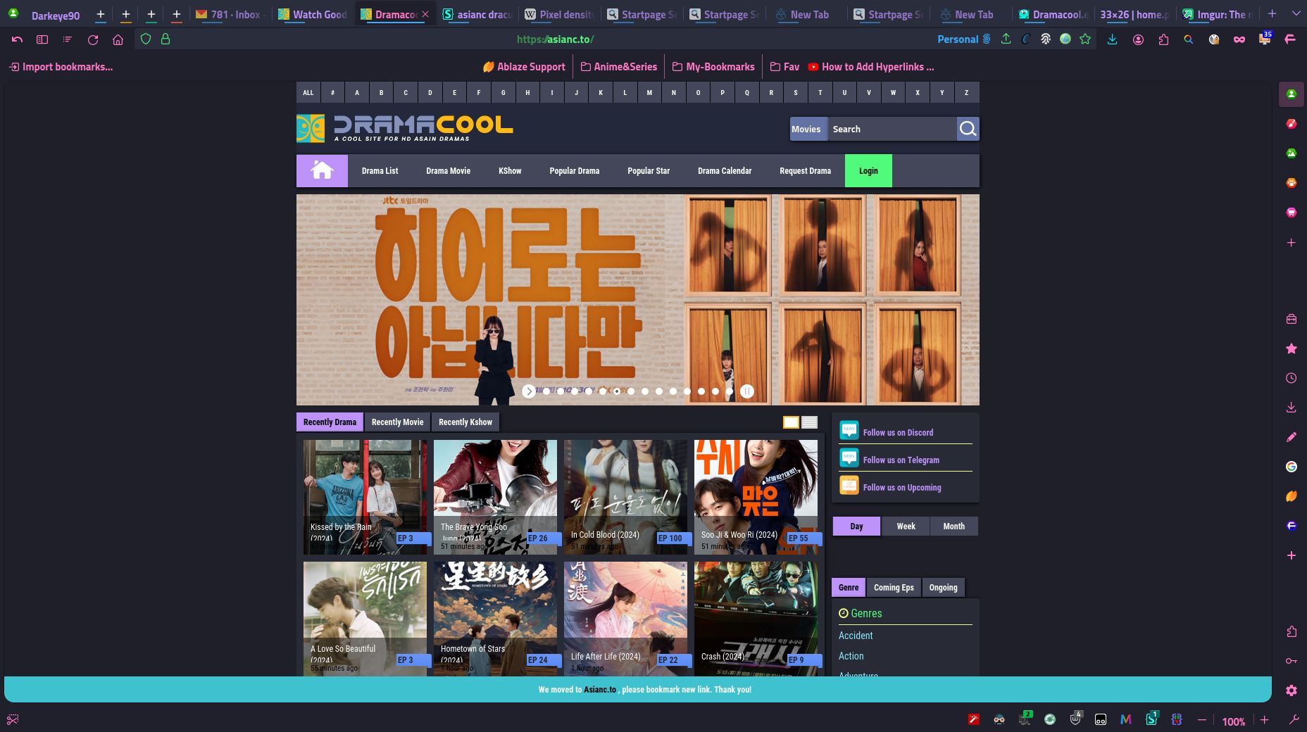 Screenshot of Dramacool Dracula color scheme