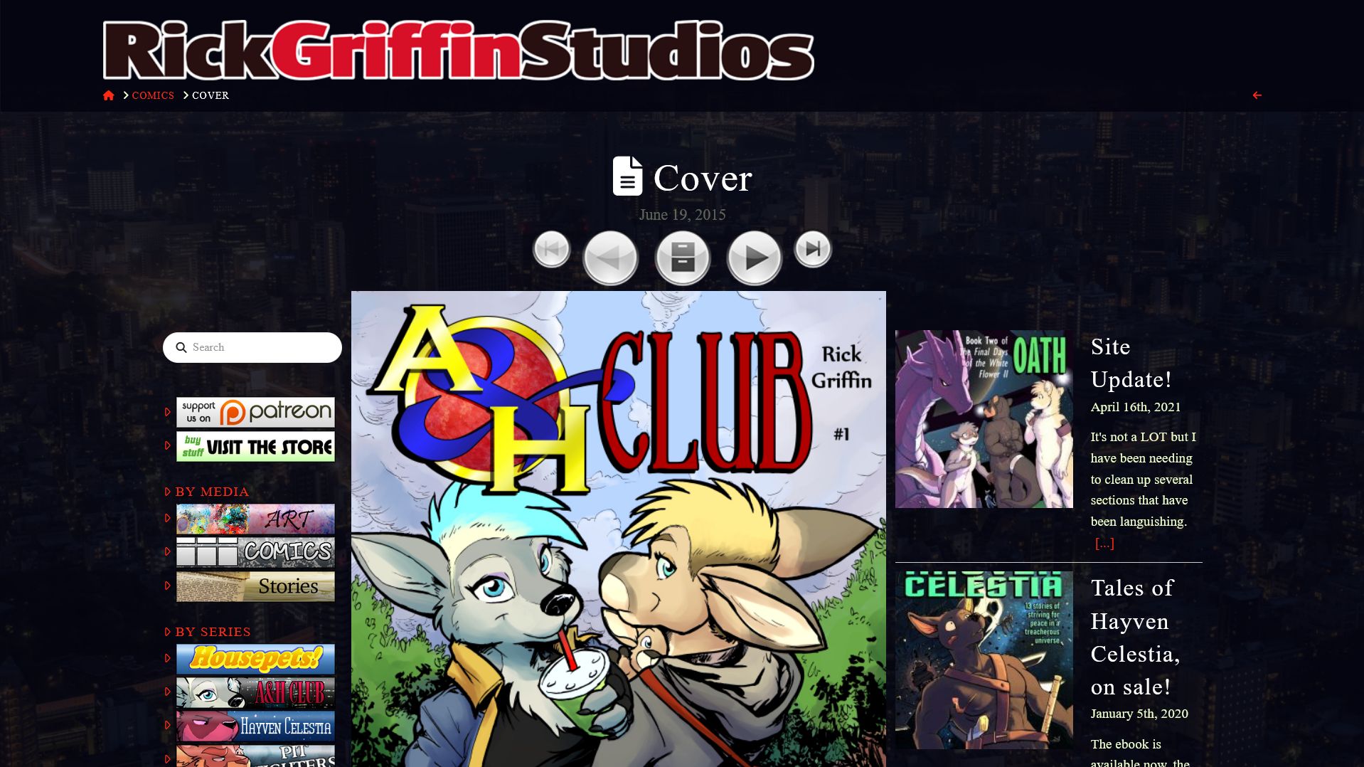 Screenshot of Rick Griffin Studios: Clean UI